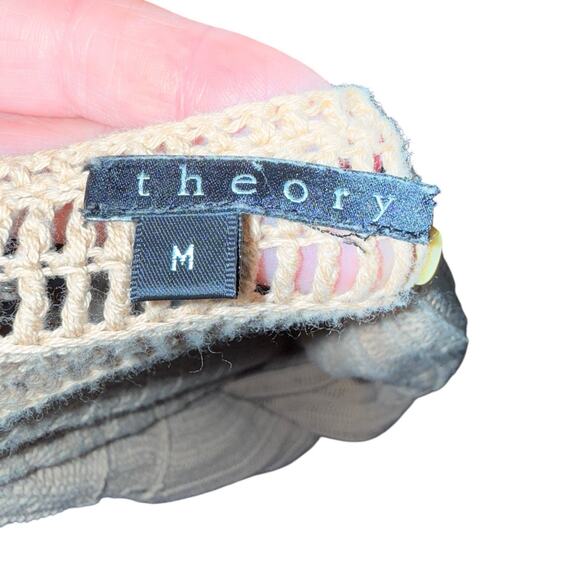 Theory Sz M Crochet Mini‎ Dress Ruffle Hem Beach Festival Boho Summer Vacation - Picture 10 of 10